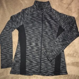 Black and White Running Zip Up Sweater